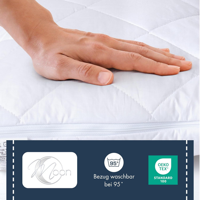 Подушка для сну на боці Moon Feeling, стьобана, надтвердий наповнювач, подушка для годування, вага наповнювача 1600 г, на блискавці, можна прати при 95C (40 x 145 см)