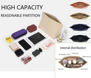 Фетровий органайзер для сумок Lckaey, великий, Y012-beige-L L/11.4*7.3*8.86in Beige