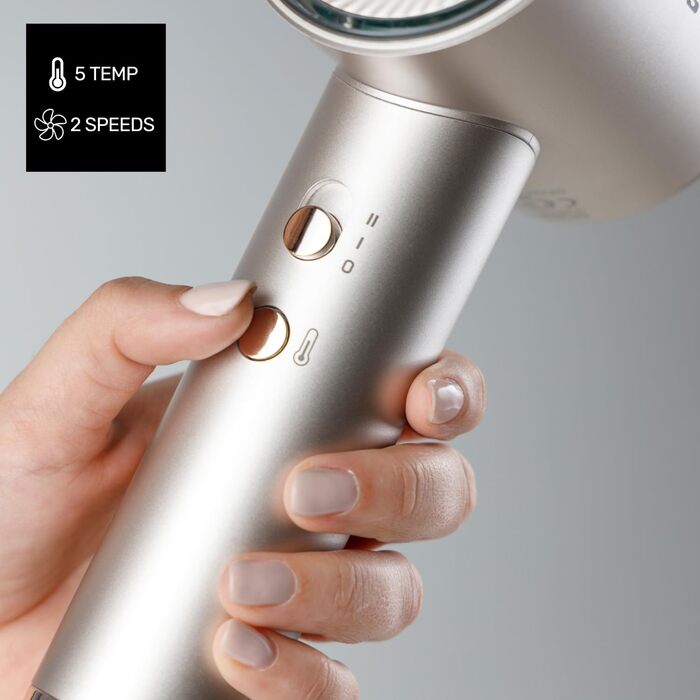 Цифровий фен Taurus Force Protect Ionic Care 10 рівнів швидкості та температури Oscillating Temp Protect Пам'ять LED-підсвітка Магнітний фільтр Аксесуари в комплекті