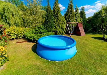 Басейн HAF Swing Quick Up синього кольору, розміром 244 x 76 см об&39єм води приблизно 2300 літрів Самозбірний та самонесучий басейн Садовий басейн/наземний басейн без фільтруючого насоса 244 x 76 см (синій)