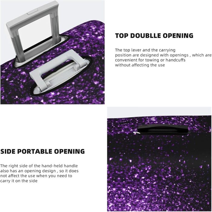 Чохол для валізи BREAUX Ліловий блиск, двосторонній дизайн, білий, маленький