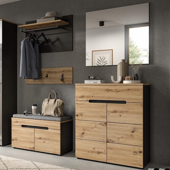 Вішалка для верхнього одягу Lomadox набір з 4-х частин вішалка для верхнього одягу з тумбою для взуття лавка для верхнього одягу в