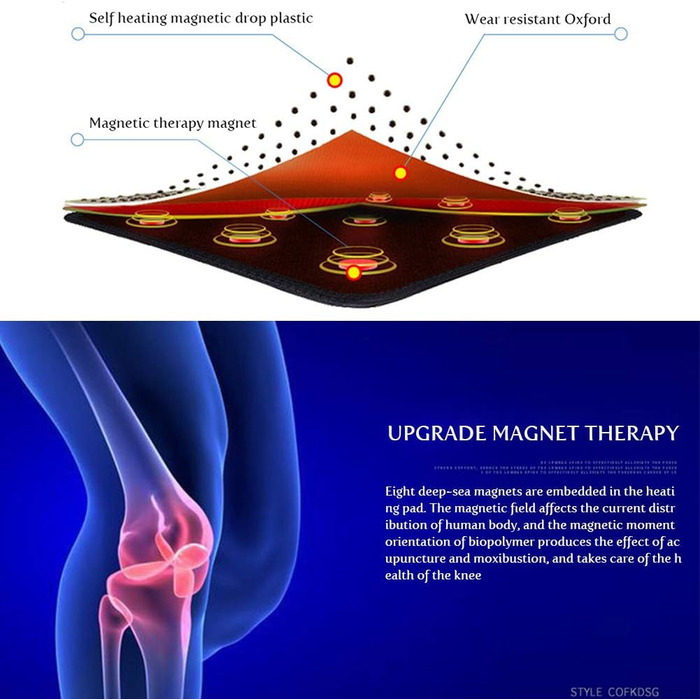 Пара магнітних наколінників, подушка з підігрівом, подушка для масажу колін, наколінник для піших прогулянок, футболу, баскетболу, бігу, наколінник-стрибунець, теніс, 1