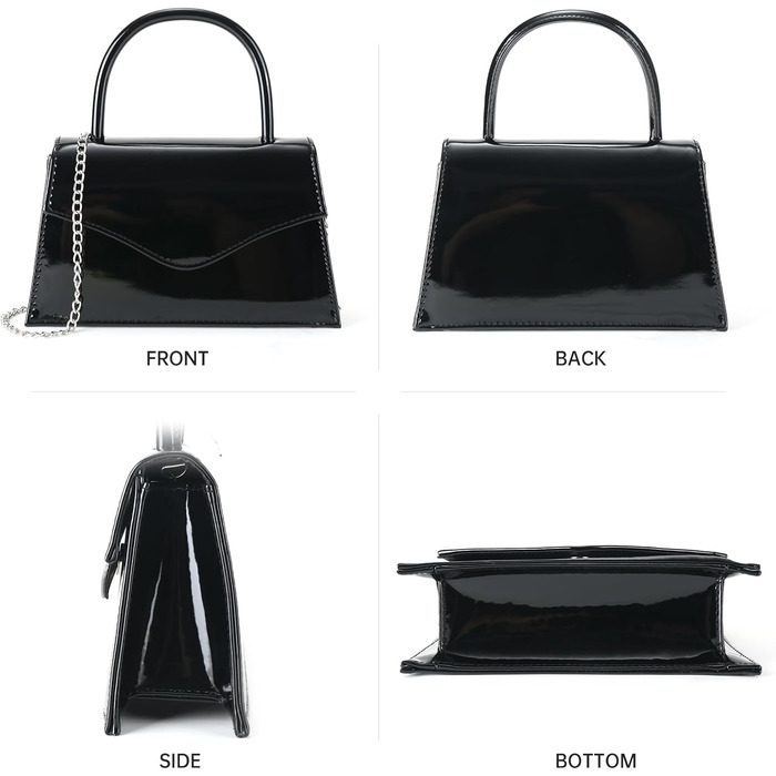 Жіноча вечірня сумка Milisente зі штучної лакованої шкіри для весілля, маленька сумочка-клатч з ланцюжком через плече, чорна