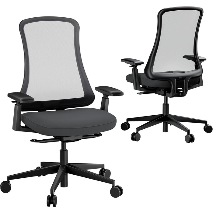 Ергономічне офісне крісло ProtoArc Flexer Робоче крісло з регулюванням глибини сидіння, контурною подушкою сидіння та дихаючою сітчастою спинкою для домашнього офісу та офісу, легке складання, чорний колір Flexer-black