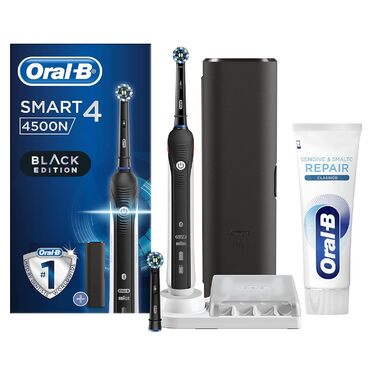 Електрична зубна щітка Oral-B SMART 4 4500 з підзарядкою, чорна Зубна паста Oral-B Ясна & Емаль Classic Repair (1 щітка, 1 паста)