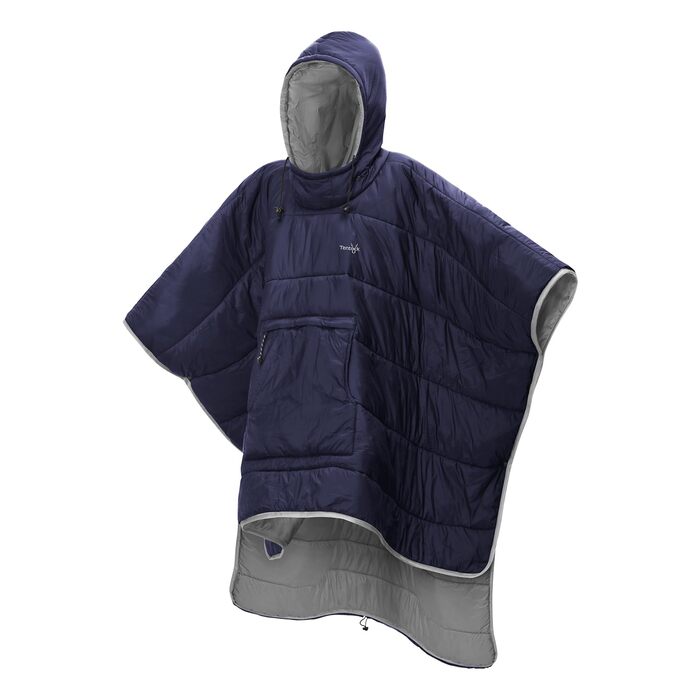 Зимове пончо Tentock унісекс з капюшоном, тепла ковдра, пуловер з капюшоном, надлегкий спальний мішок, водонепроникний, невелика ковдра для кемпінгу та походів на свіжому повітрі, сірий