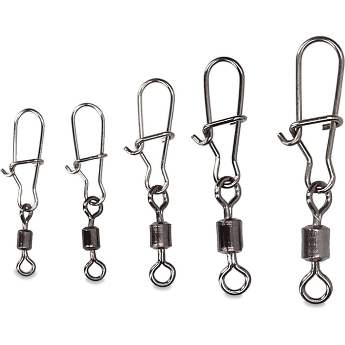 Набір безпечних вертлюгів для риболовлі Zite Fishing 150 PCS - Carabiner Fishing Swivel Assortment 5 Sizes Box Stopper Line