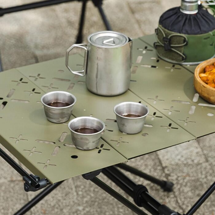 Набір для чаю з нержавіючої сталі Bnineteenteam, портативний чайник з ситечком та 4 чашки в чохлі для кемпінгу