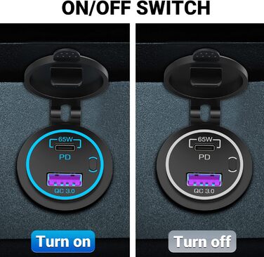 Розетка 65 Вт PD USB C 12V автомобільна USB-розетка типу C вбудована водонепроникна 12-вольтова вилка адаптера постійного струму з