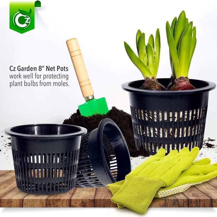 Круглі міцні сітчасті горщики CZ All Star з широкими краями Орхідеї Аквапоніка Гідропоніка Прорізна сітка 8 дюймів Садові сітчасті горщики CZ All Star - 5 чорних