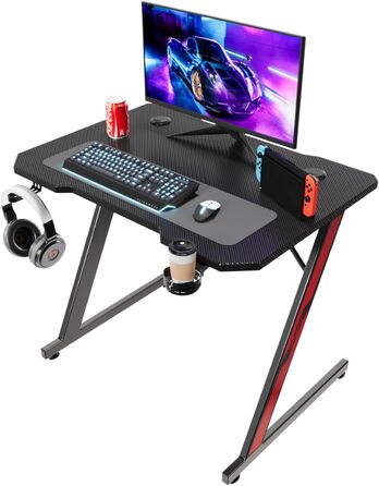 Ігровий стіл Homall 80 x 52 см, ігровий стіл Z-Frame з підставкою для чашки, гачком для навушників, комп'ютерний стіл Стіл для ком