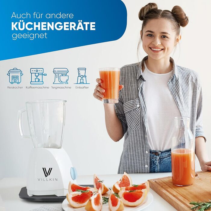 Розсувна дошка Villkin, сумісна з Thermomix TM5 і TM6 - Виготовлена з акрилового скла з високоякісними тефлоновими планерами - Накладка для зручного переміщення (універсальне, матове скло/прозоре) Універсальне матове скло / прозоре