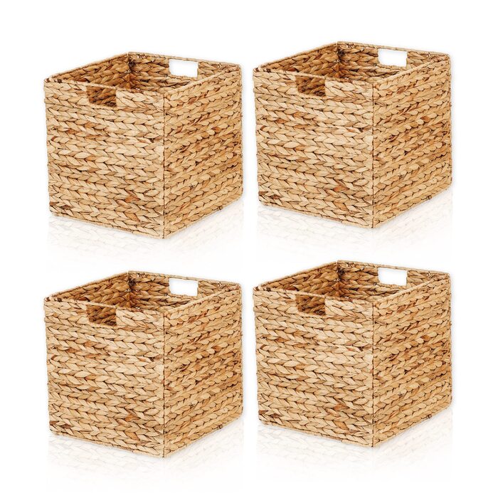 Вставка-кошик для полиць Kallax, кубоподібна форма, водяний гіацинт натуральний, 33 x 33 x 33 см, комплект з 4 шт.
