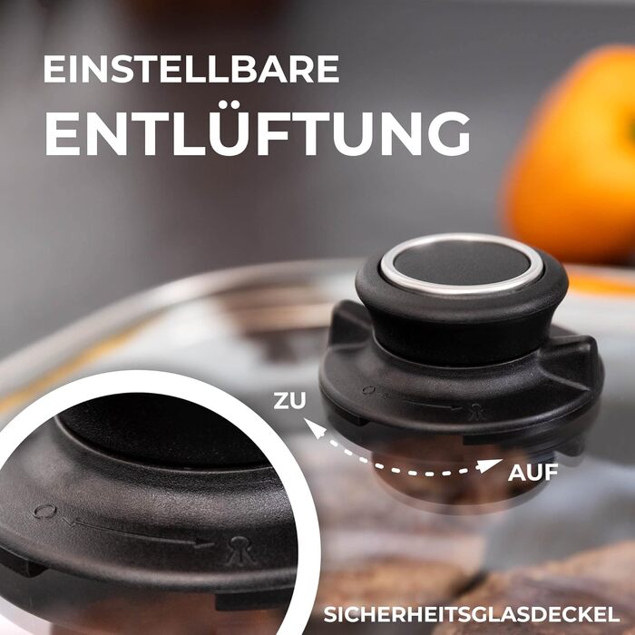 Сковорода MaxxGoods 33 x 22 см з литого алюмінію зі скляною кришкою Сковорода для всіх типів варильних поверхонь, включаючи індукц