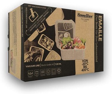 Емальований контейнер для зберігання продуктів у вакуумному герметичному контейнері M 1,12 л 18 x 12 x 8,5 см Зберігає свіжість продуктів значно довше Захищає продукти від бактерій та грибків Вакуумний насос не входить до комплекту