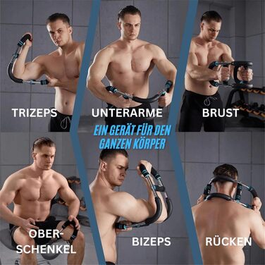 Силовий тренажер для грудей та плечей. Регульований еспандер для ефективного силового тренування верхньої частини тіла вдома в тренажерному залі. Синій.