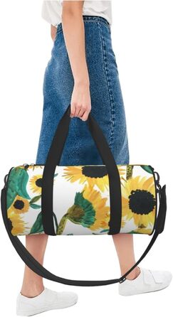 Спортивна сумка, дорожня сумка, соняшник, акварельний принт, чорний колір, універсальний розмір