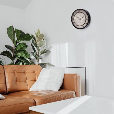 Настінний годинник Lafocuse Vintage безшумний чорний, ретро великі підняті 3D цифри, кантрі стиль безшумний пошарпаний шикарний ан