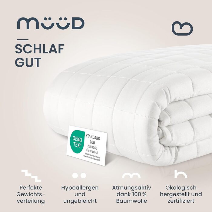 Обтяжена ковдра 135x200 см 6 кг терапевтична ковдра зі 100 бавовни, щільна ковдра для сну, має ефект зниження стресу та терапевтичного ефекту, Обтяжена ковдра 135 x 200 см 6,0 кілограмів