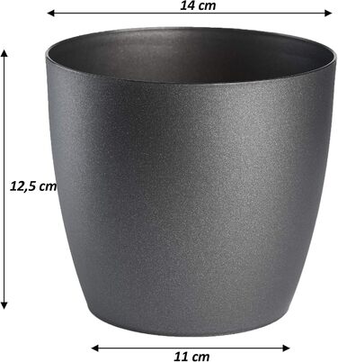 Кашпо для квітів Tymar, 2 шт. , пластикове кашпо для рослин, сучасне, матове, круглої форми (графіт, ø 14 см) ø 14 см (2 шт. ) гра