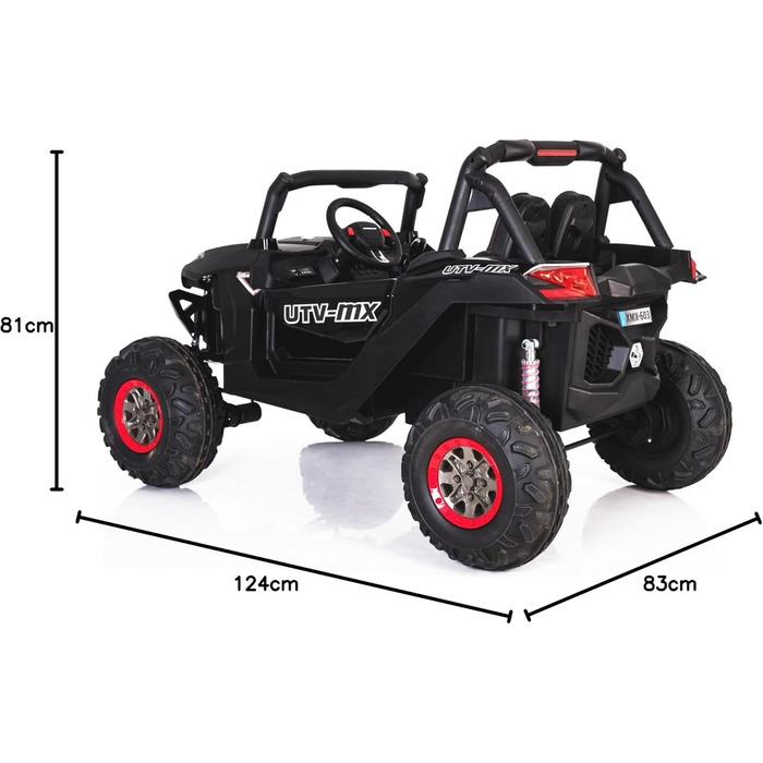 Дитячий електромобіль 12В 2-місний, NEW RSX електричний баггі для дітей, чорний, з пультом дистанційного керування 2,4 ГГц, 36 міс