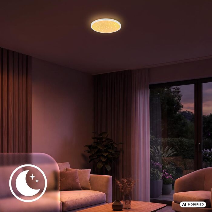 Стеля LED-світильник BRILONER AuraGlow з диммером та фоновим підсвічуванням, чорний/білий, 37,5 см
