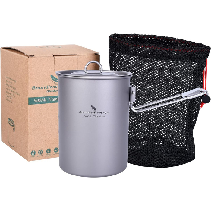 Безмежна подорож Ультралегкий портативний 900 мл відкритий титановий горщик з кришкою Відкидною ручкою Кемпінгова вода Рис Миска д