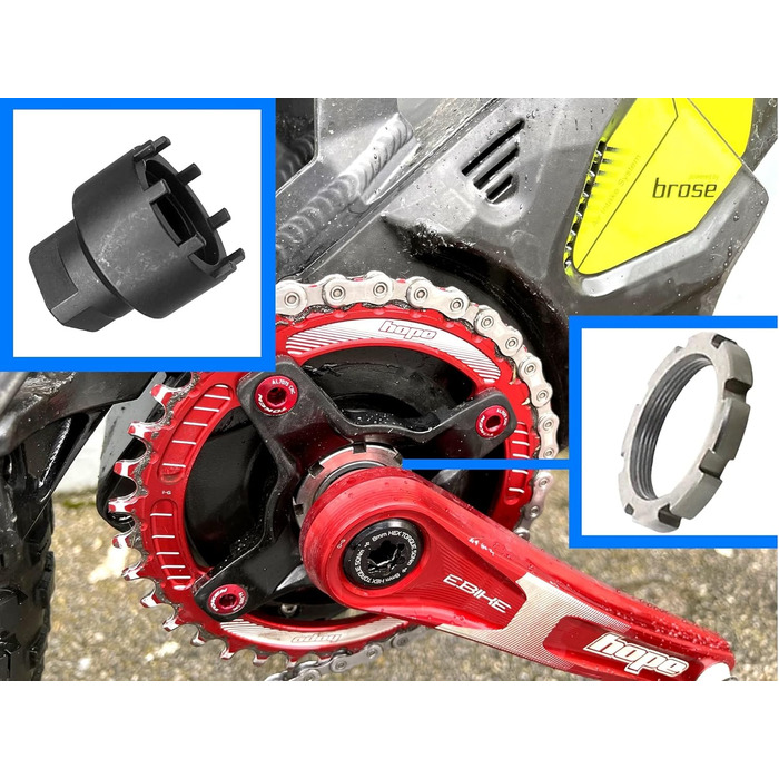 Інструмент Fantic26 Lockring Tool Ebike Bicycle Lockring Chainring Spider Service Tool Інструмент для розбирання Гайка Підходить для Ebike Brose Motor Drive S/Mag для Bosch Gen.2 Gen.3 Performance CX, Yamaha PW-X