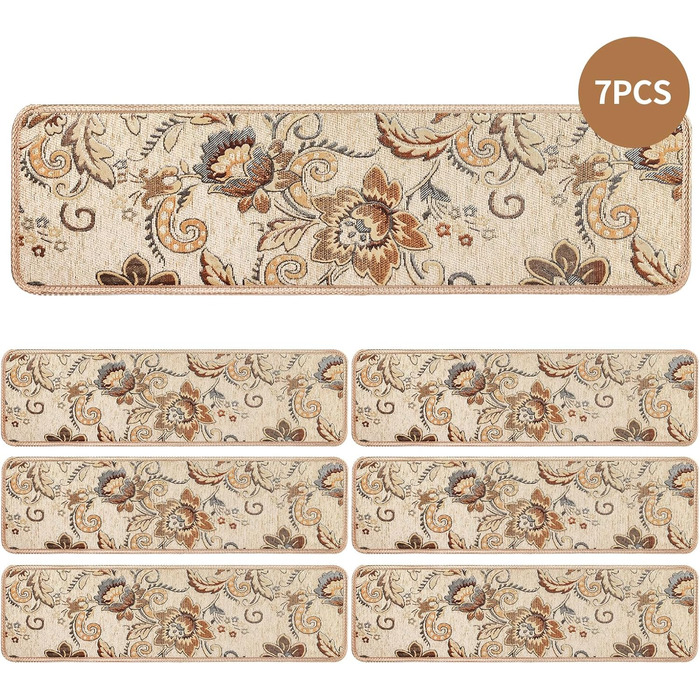 Нова технологія в&39язання, нековзні килимові сходинки для використання всередині приміщень, збільшена товщина, відчуття тонкої бавовни під ногами, елегантний візерунок, неповторний, 20,3 x 76,2 см, 7 шт.