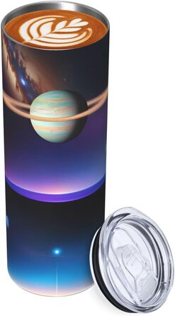 Кухоль з прямою трубочкою, дизайн Космічний Сатурн, принт, дорожній кухоль, підходить для кемпінгу, офісу та дому, 590 мл