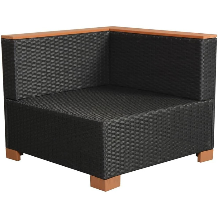 Диван садовий 8 шт. Poly Rattan Black Seating Group Lounge Garden Set Диван 3 шт. кутовий 3 шт. середня частина підставка для ніг стіл