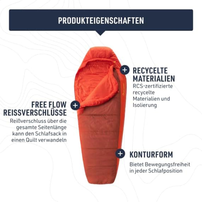 Синтетичний спальний мішок Hamelin (9 C) - Контурний - Застібка-блискавка вільного потоку - Утеплювач Revive Loft - Перероблені матеріали RCS - Для кемпінгу та походів Довгий RCS