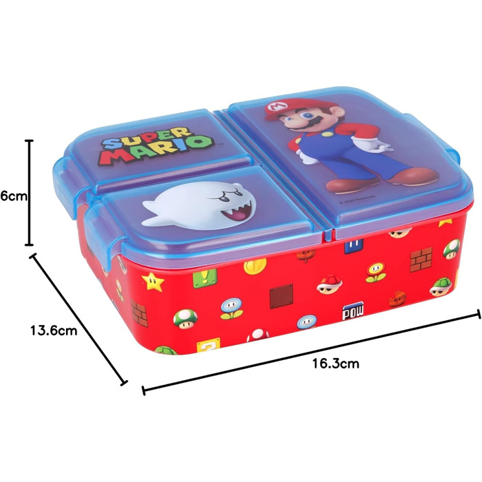 Ланчбокс Супер Маріо для дітей з 3 відділеннями - яскрава коробка для сніданків та перекусів