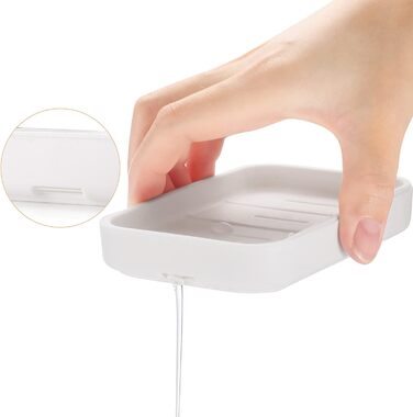 Мильниці для ванної кімнати Мильниця Мильниця зі зливом, дозатор мила для душу, легко миється, суха, зупиняє каламутне мило (біла)