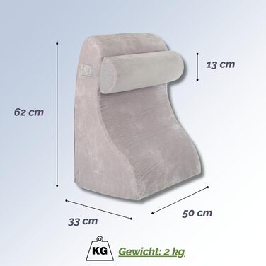 Подушка для читання з піною з ефектом пам&39яті Ергономічна подушка для спини та клиноподібної форми для ліжка, дивана та кушетки Ортопедична подушка для підтримки від болю в спині та напруги, сіра