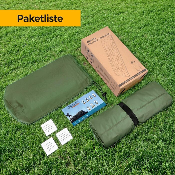 Килимок для сну NAPASA, потовщений надувний матрац 14 см із вбудованим насосом для ніг та подушкою, водонепроникний, килимок для сну з анти-ріпстопом для походів, пляжу, подорожей, намету (зелений) 2 шт., латково-синій