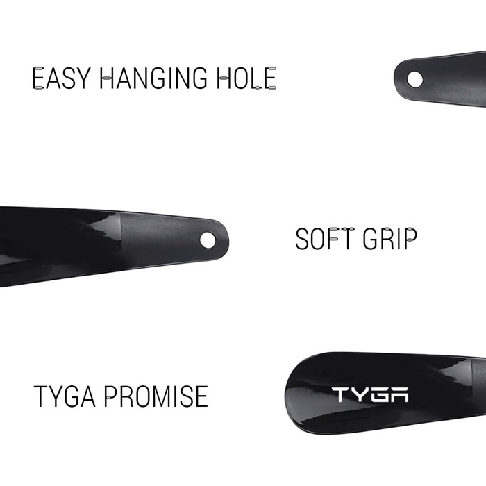 Чорний ріжок для взуття, універсальний - для всіх туфель, каблуків, черевиків і кросівок (лічильник - зручний для чоловіків, жінок