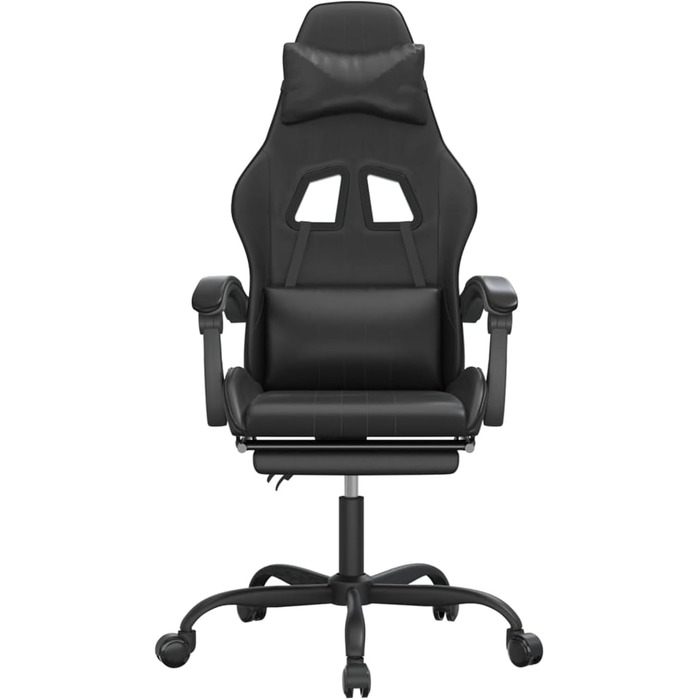Зручне ігрове крісло з регульованим сидінням - чорна штучна шкіра, 57,5 x 59,5 x 121-131 см, модель ігрового крісла 3143838