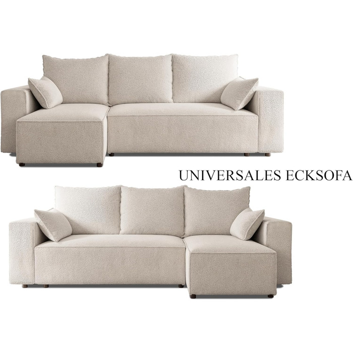 Кутовий диван з функцією сну Tobi 246x145 см - Диван - Диван з ящиком для зберігання - Кутовий диван - L-подібний - Диван-ліжко - Диван-ліжко з ящиком для зберігання - Універсальний (Centaur 01 Бежевий)