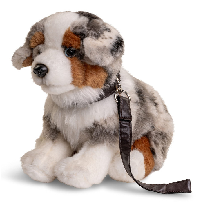 М'яка іграшка Uni-Toys - цуценя австралійського келпі, що сидить (з повідцем) - 22 см (висота) - плюшевий песик, домашній улюбленець