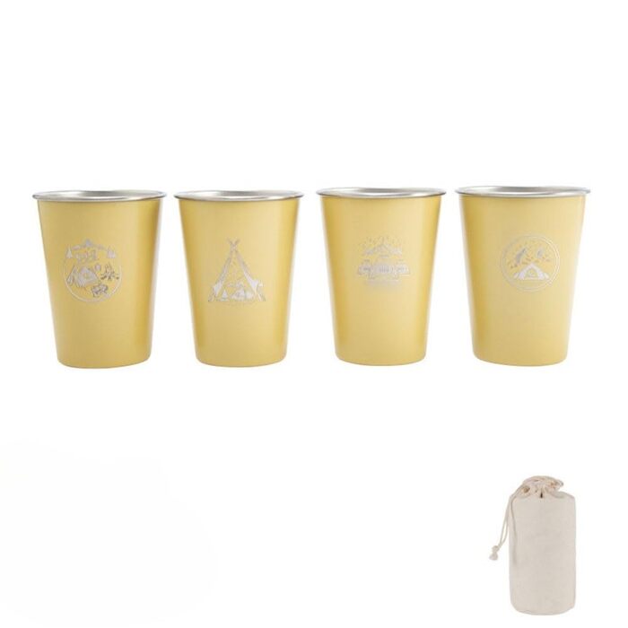 Набір із 4 кавових кухлів з нержавіючої сталі 304 об&39ємом 350 мл для використання на відкритому повітрі, для походів та відпочинку