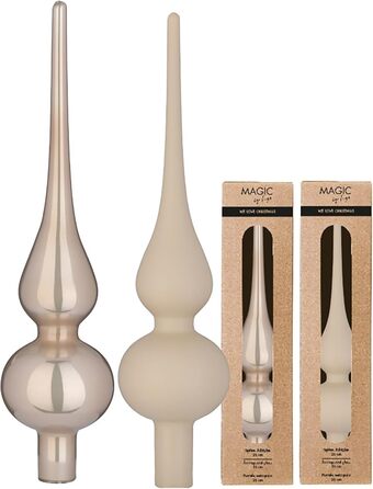 Скляна новорічна верхівка для ялинки 26 см сіро-коричнева Inge-glas