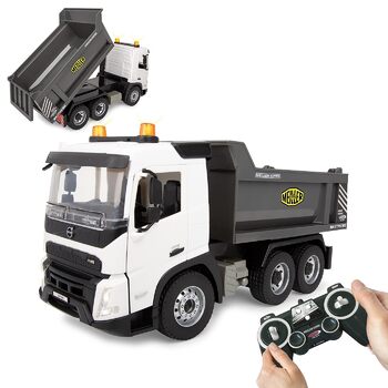 Позашляховий самоскид Volvo FMX Meiller 120 2,4GHz Офіційна ліцензія, звук попередження про рух заднім ходом, протектовані гумові шини, LED підсвічування, підйом/опускання кузова, будівельна техніка