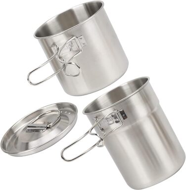 Набір складних каструль з нержавіючої сталі KIMISS із 2 предметів легка каструля для кемпінгу та подорожей на свіжому повітрі, 700 мл та 1000 мл