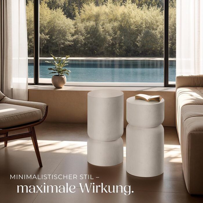 Набір із 2 круглих білих журнальних столиків, круглі приставні столики, естетичний декор кімнати, сучасні меблі для вітальні, спальні, як журнальний столик, приставний столик або тумбочка