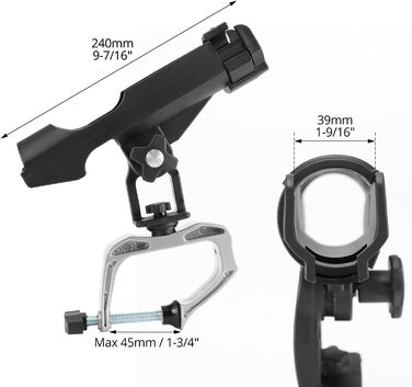 Тримачі для вудок QWORK з 2 частин для човнів, рибальських човнів, каяків - регульовані на 360 градусів тримачі для вудок - легке складання, стабільні та універсальні