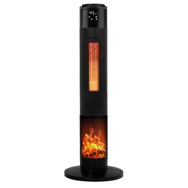 Окремостоячий обігрівач Tronitechnik вежа 1000/2000 Вт з пультом дистанційного керування, таймером, ефектом димоходу, керамічним вежевим обігрівачем, функцією коливань, TT-KH-73 - чорний