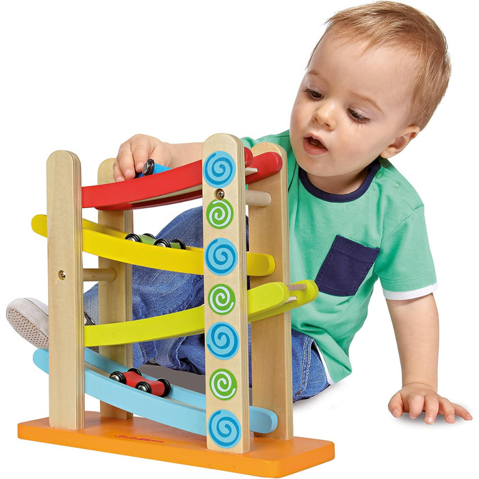 Автомобільна гоночна траса, 4 шт., 3 транспортні засоби, 25x24 см, колір берези, 100002220 -