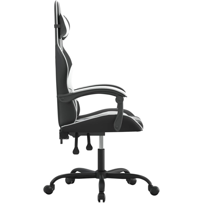 Поворотне ігрове крісло, чорно-біле, штучна шкіра, модель 349524